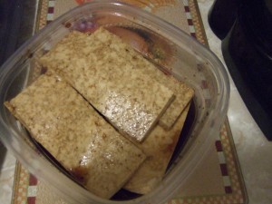 Mmm, marinating tofu!
